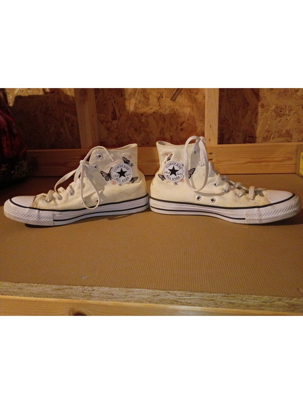 Converse All Star High Top Canvas Sneakers with Butterfly Print - Size 6